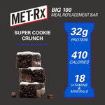 MET-Rx Big 100 Protein Bar, Meal Replacement Bar, 32G Protein, Super Cookie Crunch, 3.52 Oz