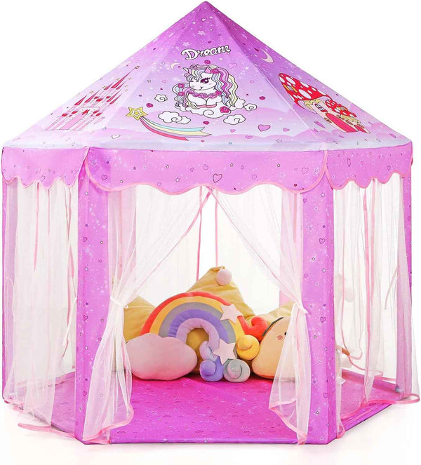 Monobeach Princess Tent Girls Large Playhouse Kids Castle Play Tent with Star Lights Toy for Children Indoor and Outdoor Games, 55'' x 53'' (DxH)