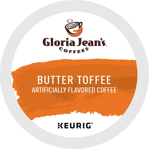 Gloria Jean's Coffees Butter Toffee Single-Serve Keurig K-Cup Pods Medium Roast Coffee 24 Count