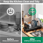 SanDream Small Dish Drying Rack with Removable Utensil Holder & Anti-Scratch Base