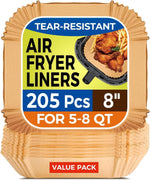 Air Fryer Liners for Ninja, 205 PCS Heavy-Duty Disposable Air Fryer Liners, 8" Round Airfryer Paper Liners for 5-8 QT Basket, Oil-Proof & Non-Stick Parchment Paper for Baking, Microwave, Oven, Pans