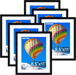 FIXSMITH 8x10 Picture Frame Set of 2, Photo Frame with HD Plexiglass, Display Pictures 5x7 with Mat or 8x10 Without Mat Multi Picture Frames Collage for Tabletop or Wall Display, Black