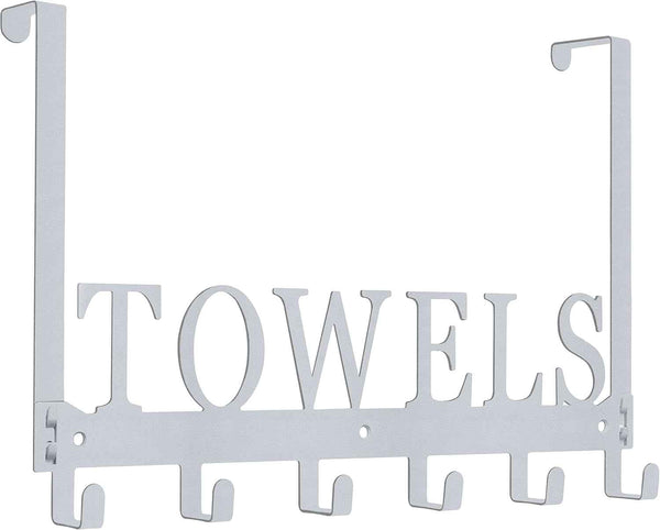 Over The Door Hooks, Towel Holder for Bathroom, Door Mount Towel Rack Towel Hooks for Bedroom Beach Towels Bathrobe Wall Mount Hang on The Door Cabinet Cupboard Metal Sandblasted (Black)