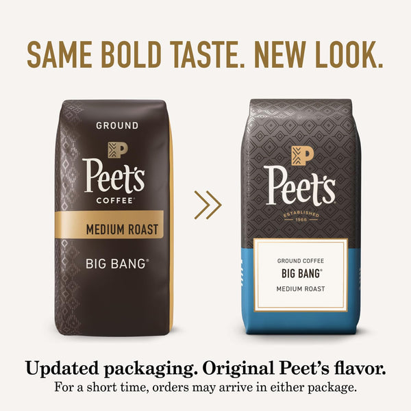 Peet's Big Bang 100% Arabica Coffee, Medium Roast Ground, 18 Ounce Bag for Drip Pour Over Brewing