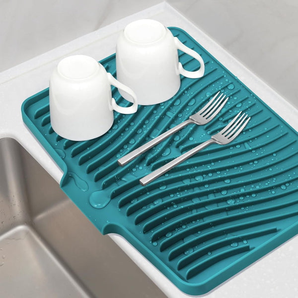 Silicone Dish Drying Mat for Kitchen Counter, Heat Resistant and Non-Slip