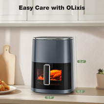 OLIXIS Air Fryer 6 Quart with Window Square Air Fryer 12-in-1 Air Fry, Roast, Reheat, Dehydrate, Bake, Steam, Fries, Custard, Chicken, Wings, Sea Food, Vegetabels,400F