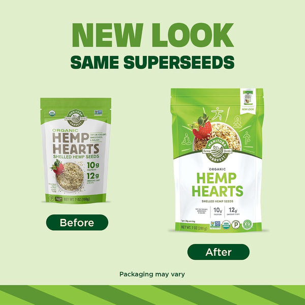 Manitoba Harvest Organic Hemp Hearts, Shelled Hemp Seeds - 7oz - 10g Plant Protein & 12g Omega 3 & 6 per 30g serving - Easy-to-Digest seeds with 9 Essential Amino Acids - Gluten Free, Vegan, Non-GMO