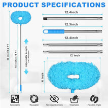 Storystore Ceiling Fan Cleaner Duster with Extension Pole, Adjustable from 13 to 49.7 Inches, Removable Fan Blade Cleaner (Blue)