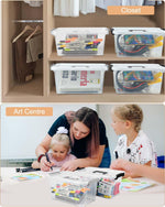 Clear plastic storage bins with lids for home office pantry organization