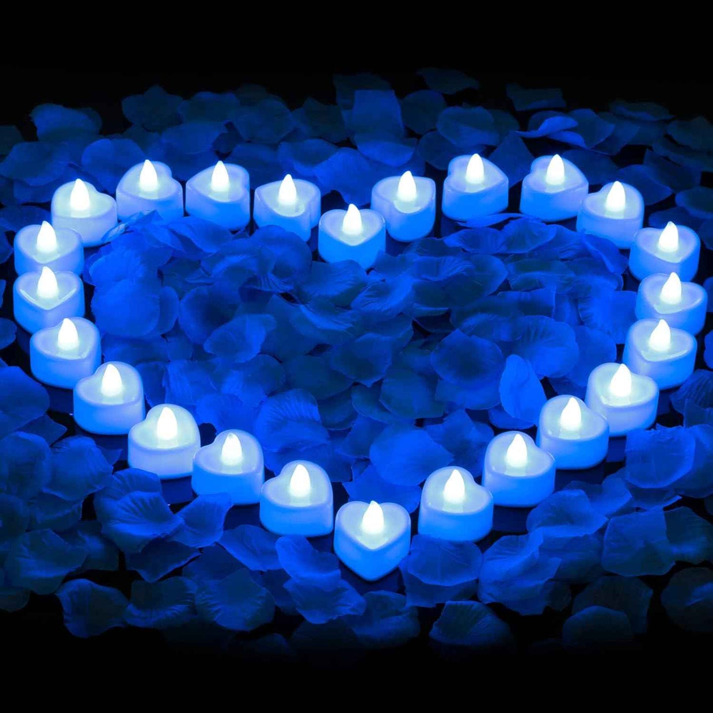 cridoz 2000 Pieces Artificial Rose Petals with 24 LED Tea Lights Candles, Romantic Decorations Special Night Set for Night, Valentine's Day, Wedding Anniversary or Table Décor, Warm White