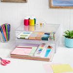 STORi STAX Plastic Stackable Organizer Drawers Set of 2 Clear Made in USA