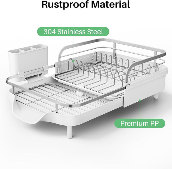 Expandable Stainless Steel Dish Drying Rack for Kitchen Counters