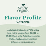 Simply Organic Cayenne Pepper, 2.50 Ounce, Pure, Organic, No GMOs, Kosher, Versatile Spice for Chili and Curries
