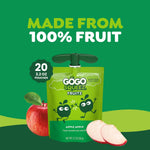 GoGo squeeZ No Sugar Added Applesauce and Fruit Puree, Apple, 3.2 oz Pouches, Pack of 20, Fruit Snacks for Kids