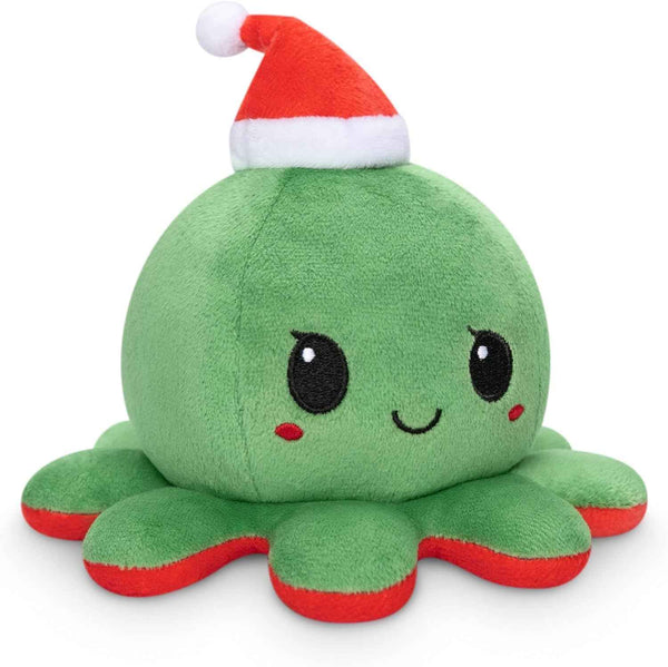 TeeTurtle Reversible Octopus Plushie - 4-Inch Pink + Aqua Two-Sided Flip Plush Toy with Embroidered Details - Cute Mini Collectible Plush for Kids, Teens, and Adults