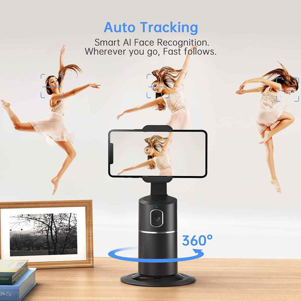 camrola auto face tracking phone holder, no app required, black