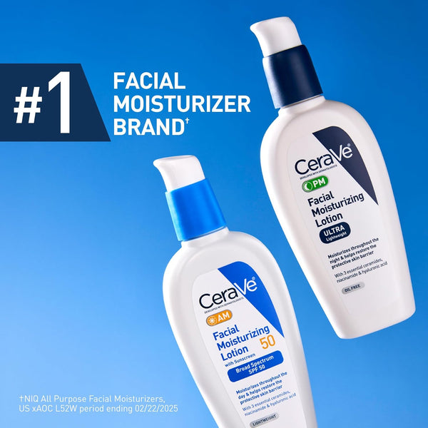 cerave pm facial moisturizing lotion, 3 ounce, night cream with hyaluronic acid and niacinamide, oil-free