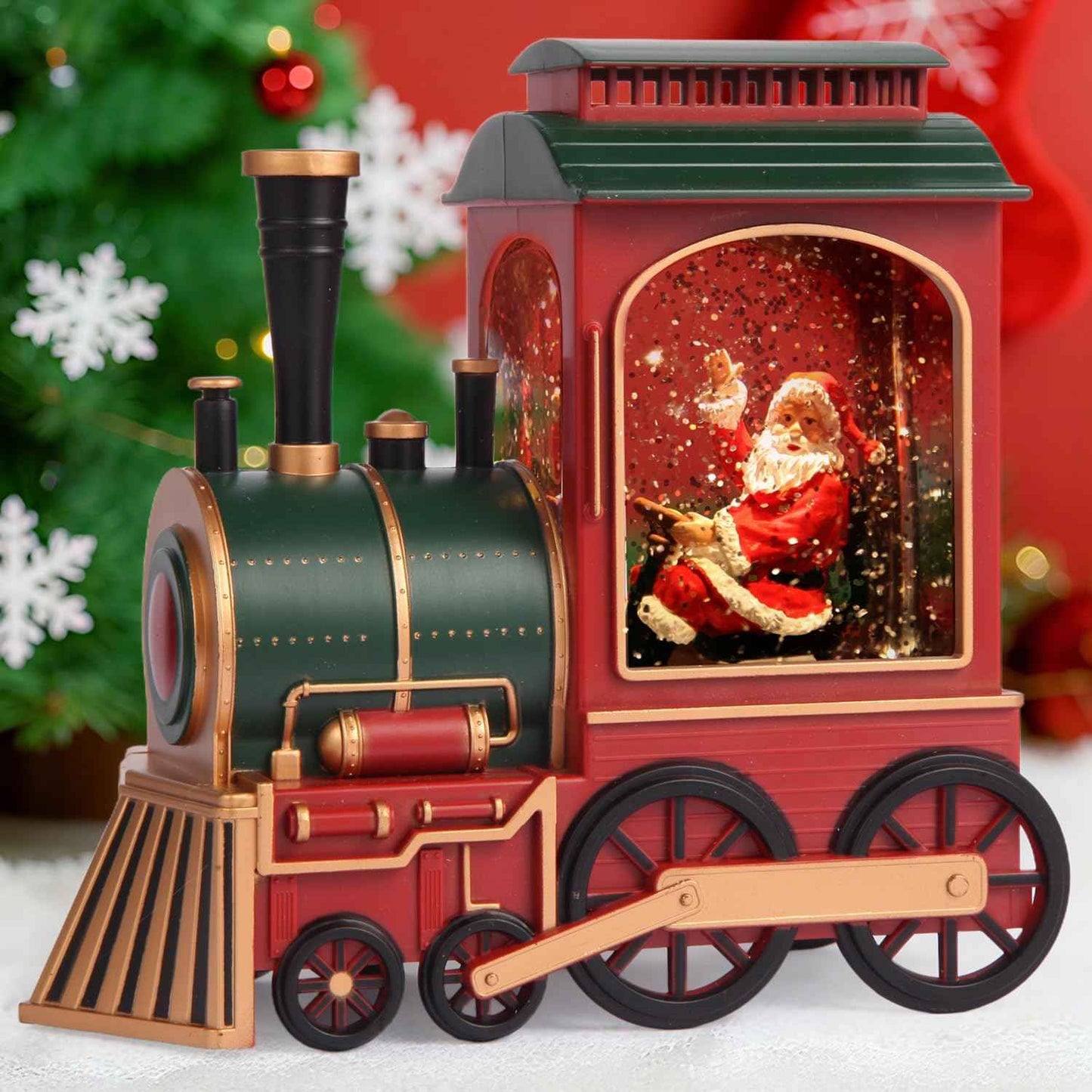 Valentine Day Red Truck Snow Globe Musical Decor,Valentines Day Couple Red Truck Light Up Snow Globe 6H Timer, USB/Battery Operated,Valentines Day Gifts for Her, Teacher, Girls