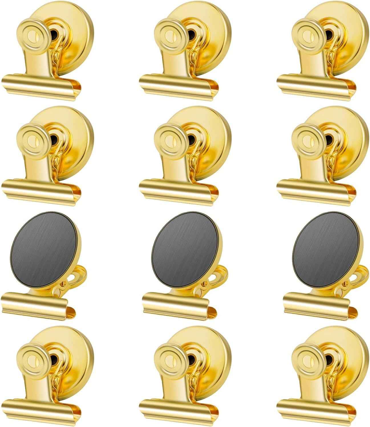 12pack Fridge Magnets Refrigerator Magnets Magnetic Clips Heavy Duty Detailed List Display Paper Fasteners on Home& Office& Teaching (Black, 12)