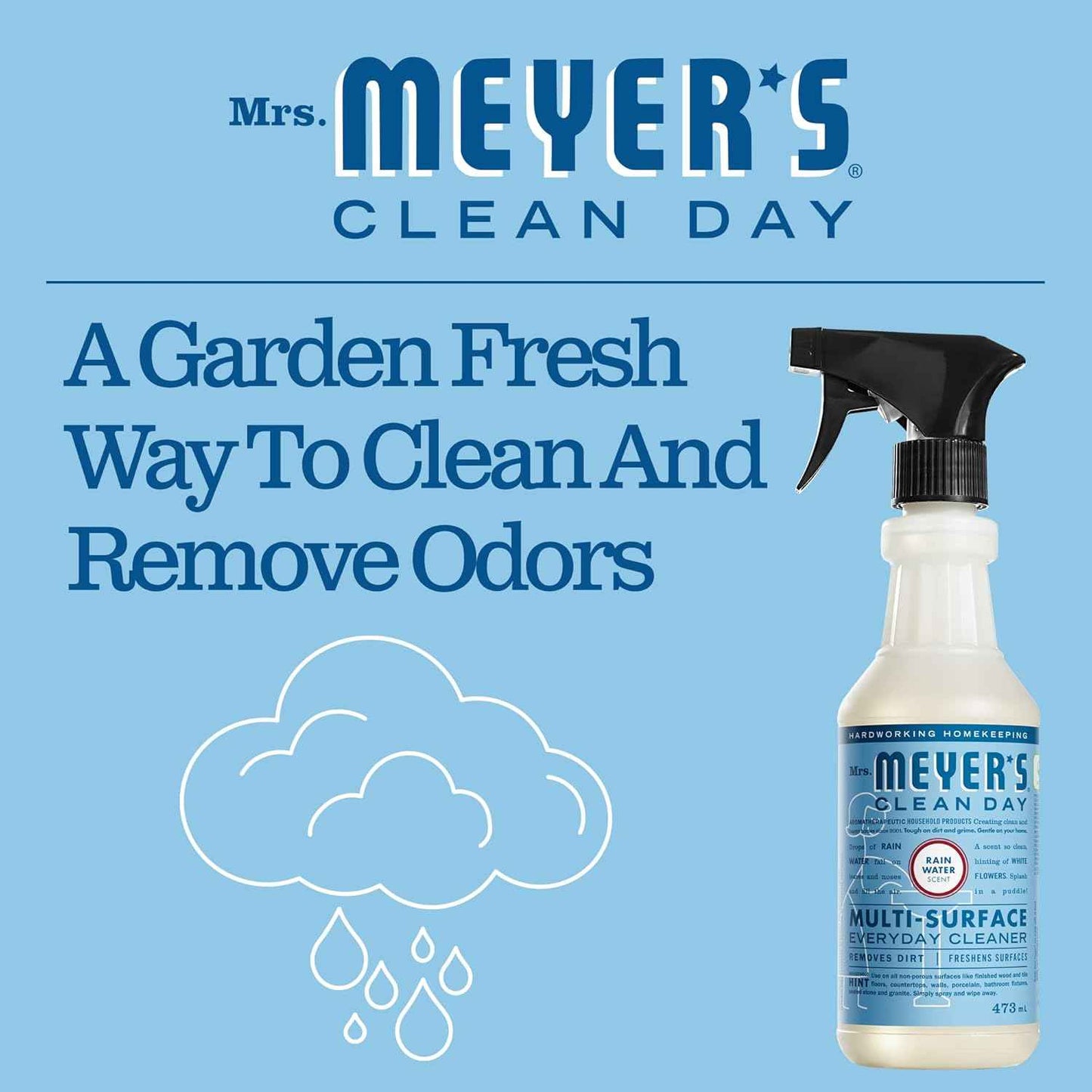 mrs meyers clean day multi surface everyday cleaner, 16 ounce bottle, rain water scent