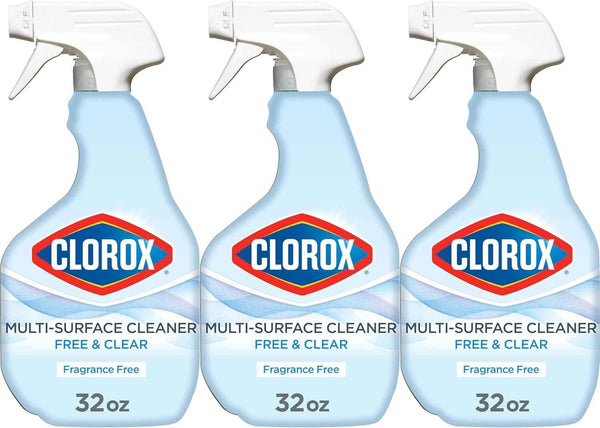 Clorox Free & Clear Multi-Surface Cleaner, Fragrance-Free, 32 Fluid Ounces, Pack of 3