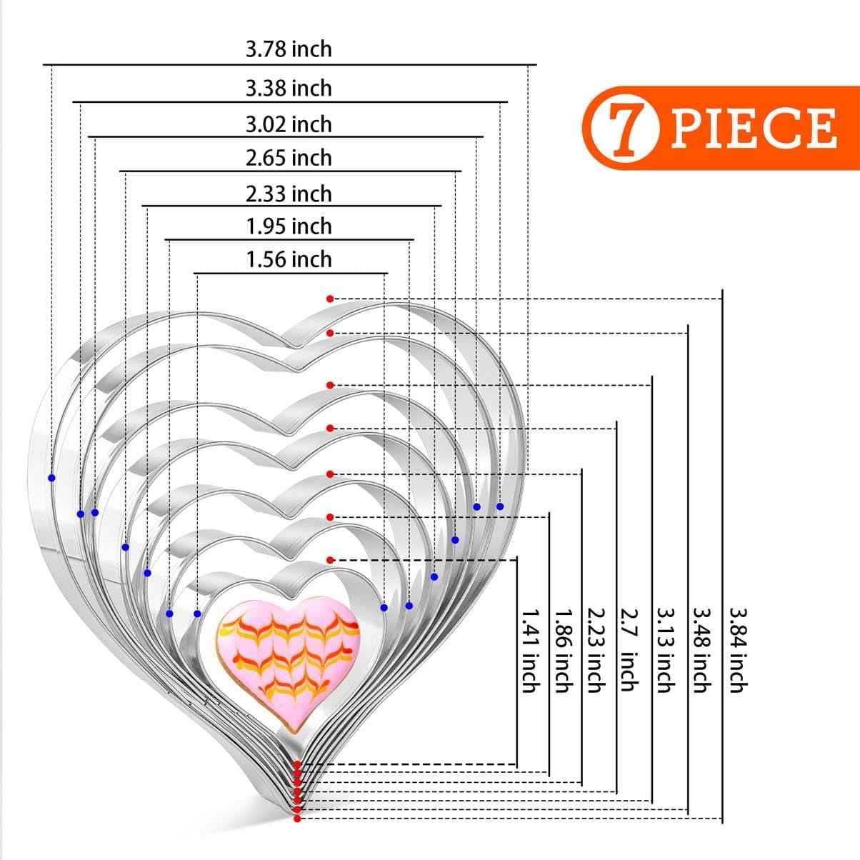Heart Cookie Cutter Set - 7 Pieces Heart Cookie Cutter for Valentine's Day - Stainless Steel Small Heart Shaped Cookie Cutter for Sandwiches, Cookie, Biscuit