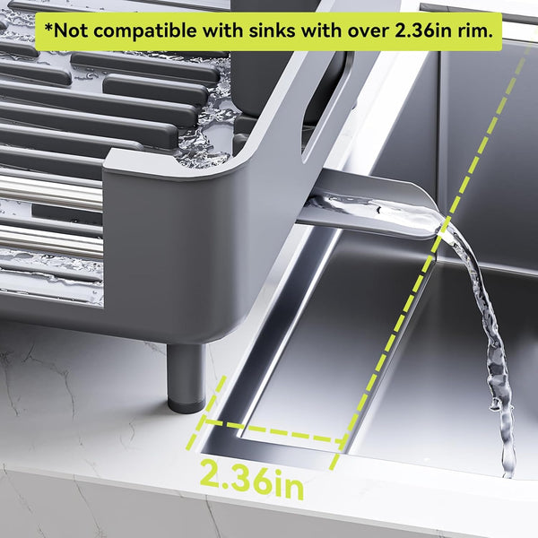 Urackify Stainless Steel Dish Drying Rack with Foldable Organizer