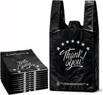 YoYoRain White Thank you T shirt bag, Grocery shopping bag Reusable and Disposable Supermarket Bag 11''x6''x21'' 100PCS