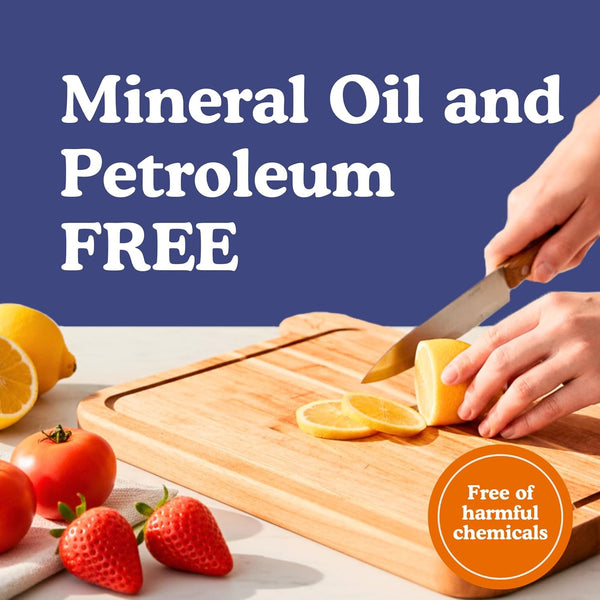Non-toxic cutting board set made from FSC certified acacia wood, free of mineral oil, includes 3 chopping boards.