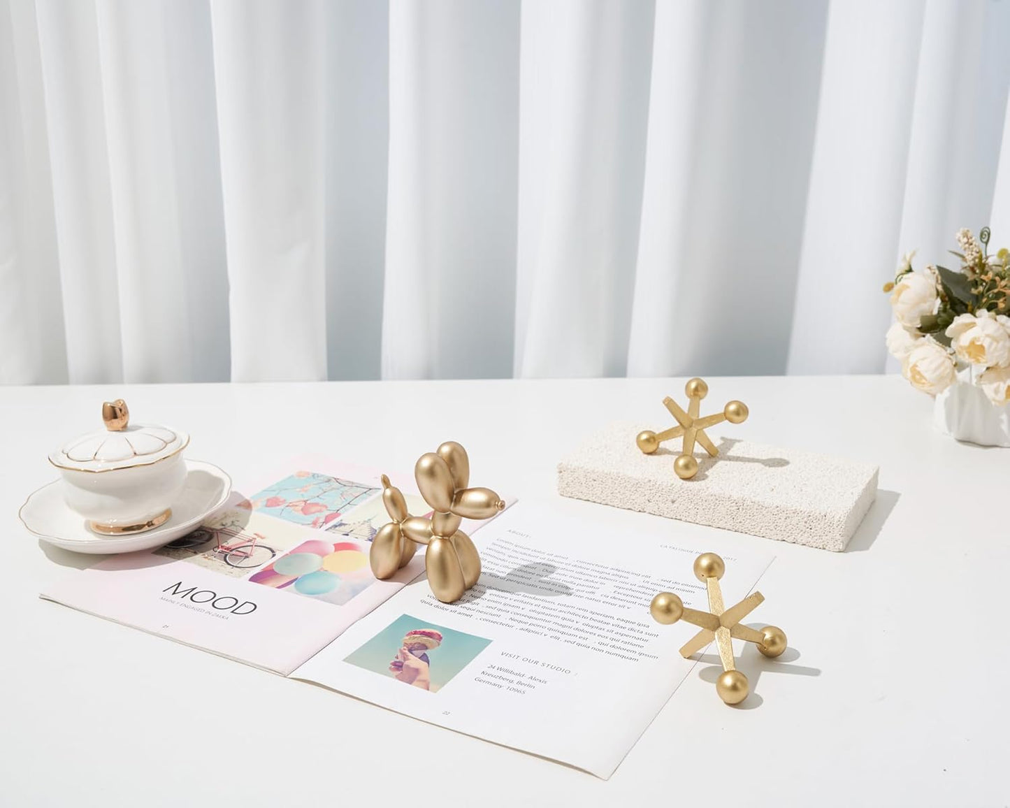 Red Balloon Dog Statue Decor, 4 inch Small Knick Knacks Balloon Dog Animal for Desk Shelf Décor