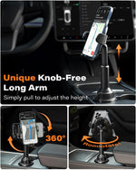 APPS2Car Universal Car Cup Phone Holder | Quick Extension Long Arm | 360° Swivel | Adjustable for iPhone, Samsung, Google, and All Smartphones | Stable & No Shake Design