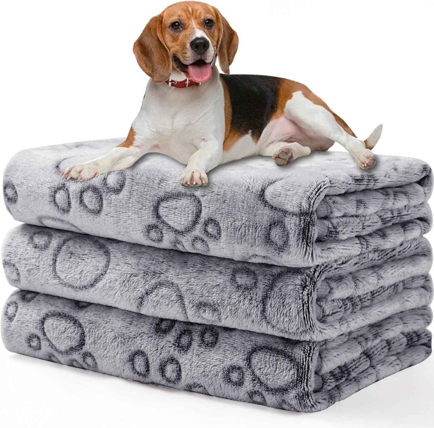 1 Pack 3 Blankets Super Soft Fluffy Premium Fleece Pet Blanket Flannel Throw for Dog Puppy Cat Paw Brown/Pink/White Small(23x16 inch)