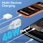 USB C Charger Block, 40W 4 Ports Type C Fast Phone Charging Blocks Cube PD USBC Wall Plug+QC 3.0 USB A Charger Brick Box Power for iPhone 17/16/15/14/13/12 Pro Max, iPad, Samsung Galaxy, Pixel, 2Pack