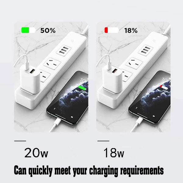dual port 20w usb-c charger block fast charging adapter for iphone and samsung