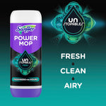 swiffer powermop unstopables fresh scent floor cleaning solution refills, 2 pack, 25.3 fl oz bottles