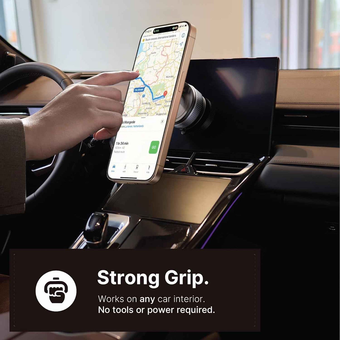 Vacuum Magnetic Phone Holder for Cars Black 360 Rotating Adjustable Foldable Mount for iPhone