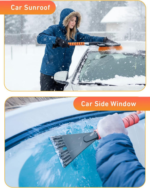 EcoNour 27" Aluminum Ice Scrapers for Car Windshield with Ergonomic Foam Grip Orange