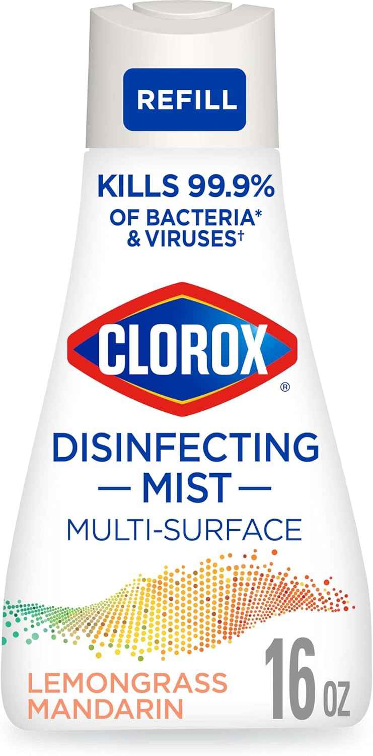 Clorox Disinfecting Mist, Eucalyptus Peppermint, Household Essentials, 1 Spray and 1 Refill, 16 oz Each