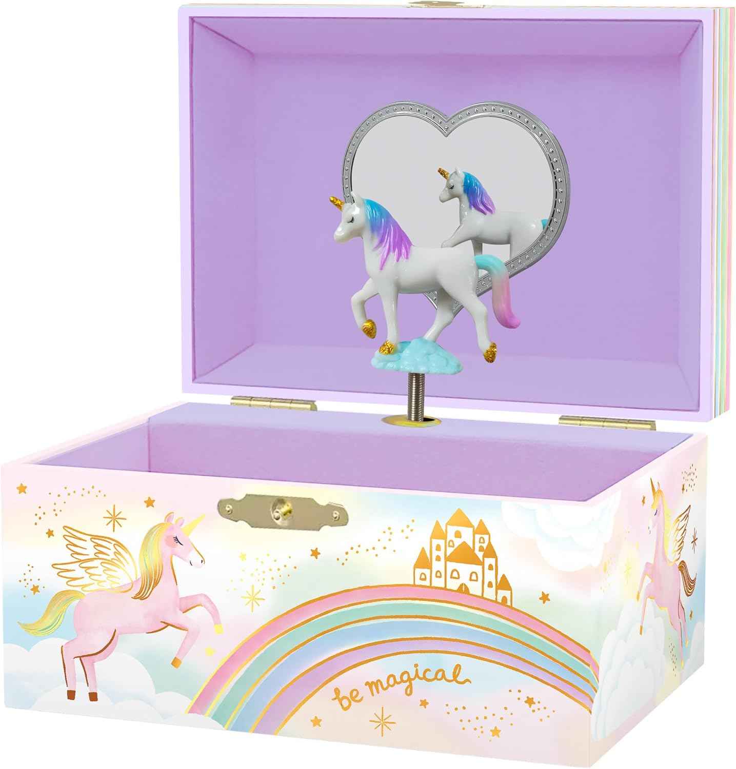 Giggle & Honey Musical Jewelry Box for Girls - Kids Jewelry Box, Unicorn Toys for Girls 4-6, Unicorn Gifts, 6 x 4.7 x 3.5 in