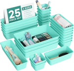 25 PCS Plastic Drawer Organizers Set for Makeup, Jewelry, and Utensils