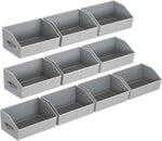 Closet Organizers Bins 6 Packs - Large Closet Shelf Organizer with Handles, Fabric Trapezoid Storage Bins, Collapsible Storage Cubes for Clothes, Towels, Light Gray