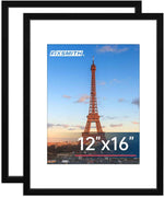 FIXSMITH 8x10 Picture Frame Set of 2, Photo Frame with HD Plexiglass, Display Pictures 5x7 with Mat or 8x10 Without Mat Multi Picture Frames Collage for Tabletop or Wall Display, Black