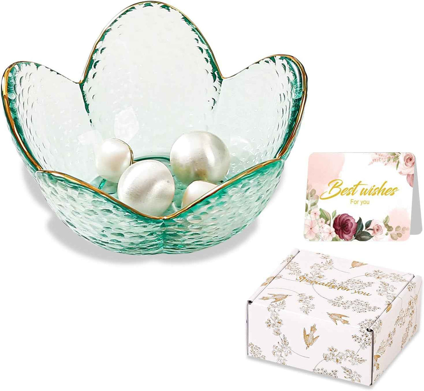 Purple Flower Jewelry Dish Glass Ring Holder Dish Jewelry Tray Cute Vanity Organizer Aesthetic Nightstand Bathroom Room Decor Trinket Dish Valentine's Friendship Christmas Birthday Gifts for Women