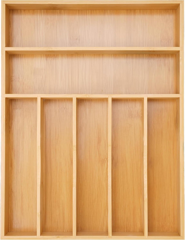 Bamboo Silverware Organizer for Kitchen Drawer with 5 Slots