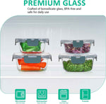 komuee 24-piece glass food storage containers set, meal prep containers, stackable airtight, microwave and oven safe