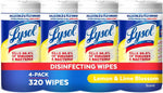 LYSOL Disinfecting Wipes, All Purpose Cleaner, Multi-Surface Antibacterial Cleaning Wipes, Household Cleaning Supplies, Dorm Essentials, Lemon & Lime Blossom Scent, 80 ct. (4 Pack)