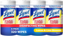 LYSOL Disinfecting Wipes, All Purpose Cleaner, Multi-Surface Antibacterial Cleaning Wipes, Household Cleaning Supplies, Dorm Essentials, Lemon & Lime Blossom Scent, 80 ct. (4 Pack)