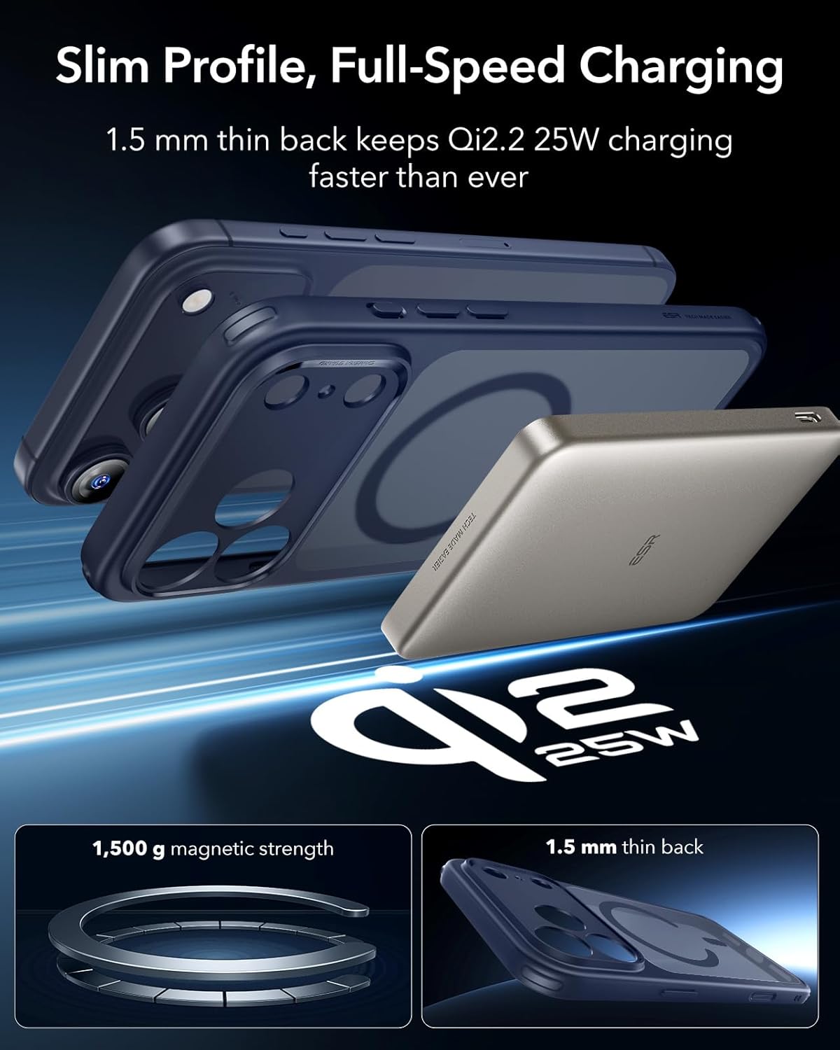 ESR for iPhone 17 Pro Case, Camera Control, Compatible with MagSafe, Shockproof Military-Grade Protection, Magnetic Phone Case for iPhone 17 Pro, Classic Hybrid Case, Frosted Blue