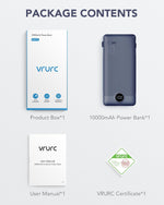 VRURC Portable Charger Built-in Cables and AC Wall Plug, USB C Power Bank 10000mAh, Travel Battery Portable Phone Charger Compact Lightweight External Battery Pack for Smart Phones, Tablets etc-Navy