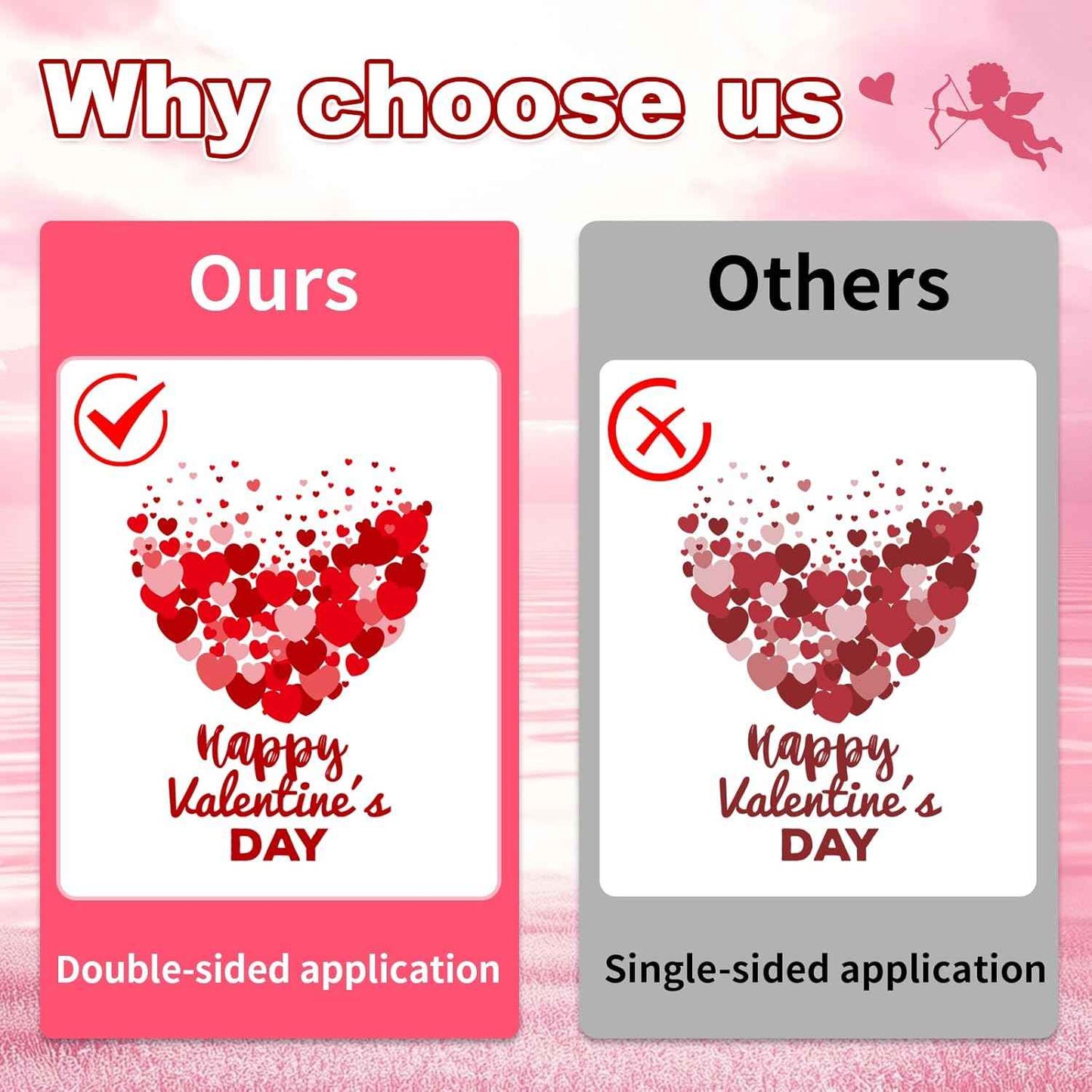 Valentines Day Window Clings Decor, Valentines Day Decorations, Red Heart Stickers for Home, Office, Classroom, Romantic Cupid Decals Décor, 9 Sheets